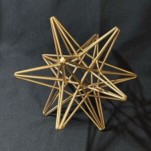 Geometric 3D Welded Metal Star Sculpture Gold Painted 10" - Moravian Star